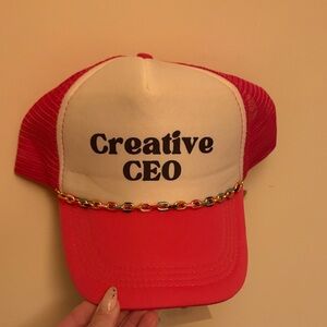 Creative CEO Pink and White Trucker Hat
